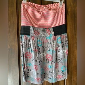 Striped Aztec print tube top shirt